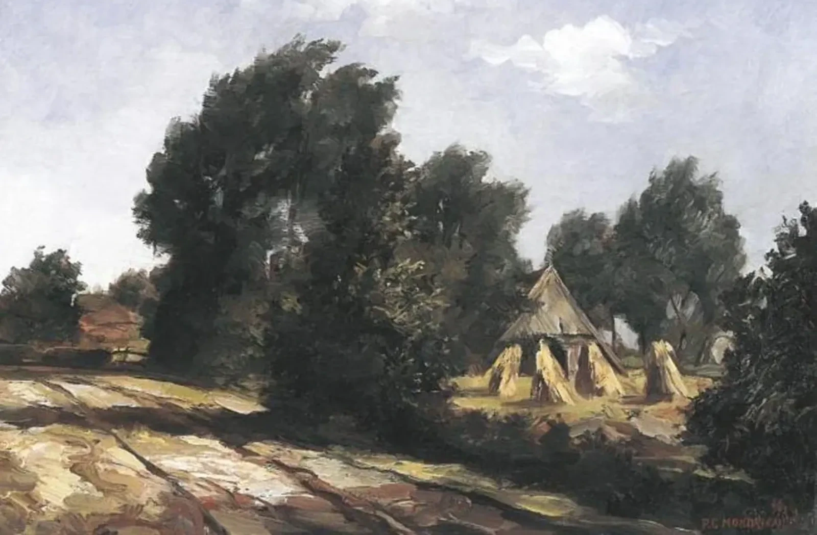 Country road and farm, Piet Mondrian