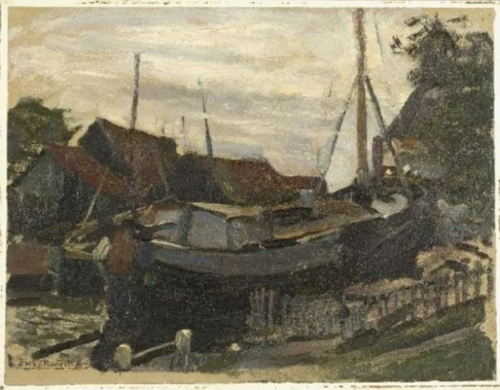 Drydock at Durgerdam, oil sketch, Piet Mondrian