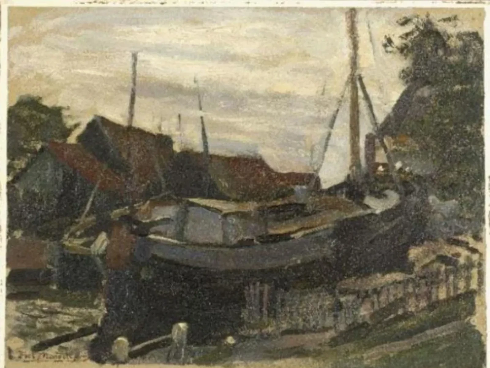 Drydock at Durgerdam, oil sketch, Piet Mondrian