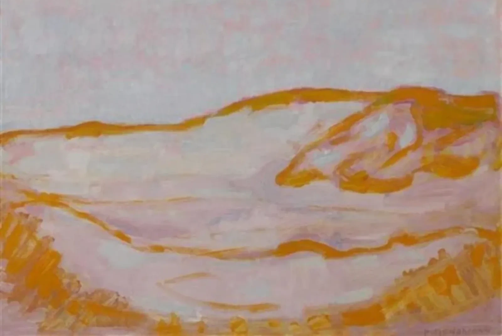 Dune sketch in orange, pink and blue, Piet Mondrian