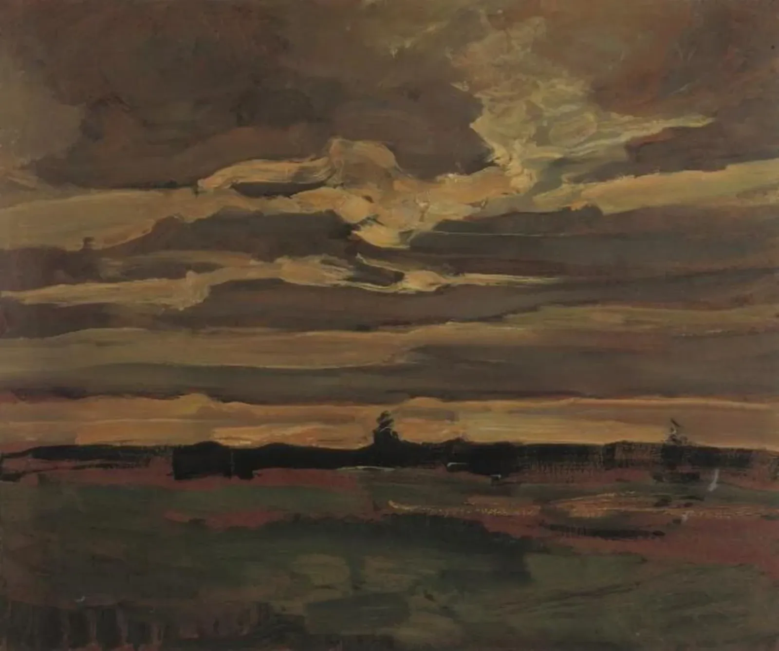 Evening sky with luminous cloud streaks, Piet Mondrian