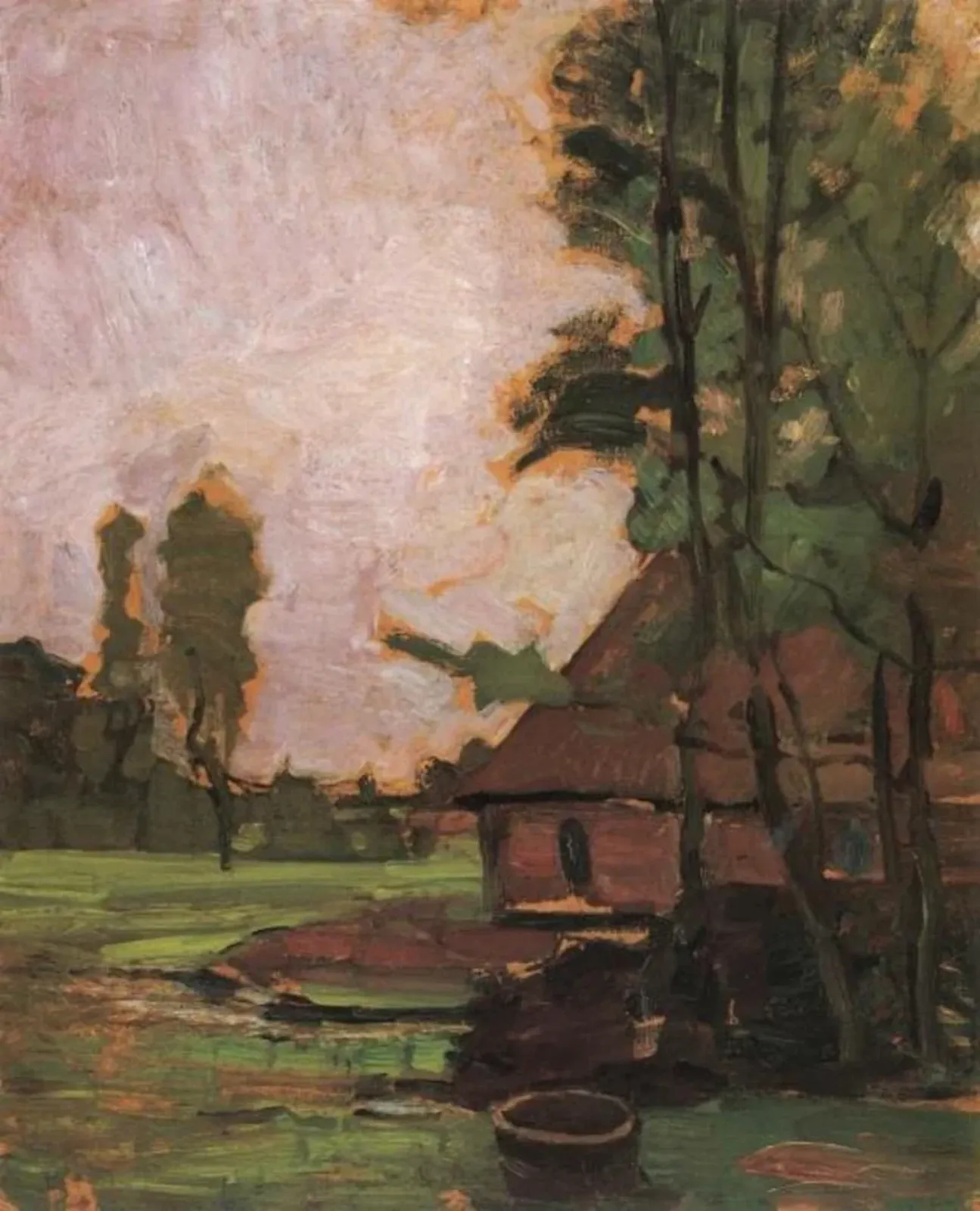 Farm building and well, Piet Mondrian