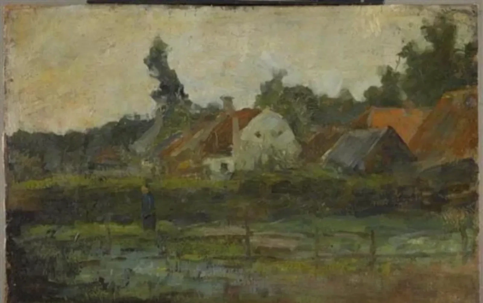 Farm buildings with fence in foreground, Piet Mondrian