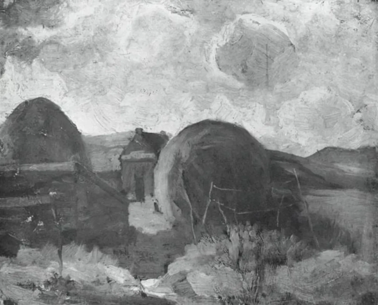 Farm sheds and haystacks in the dunes, Piet Mondrian