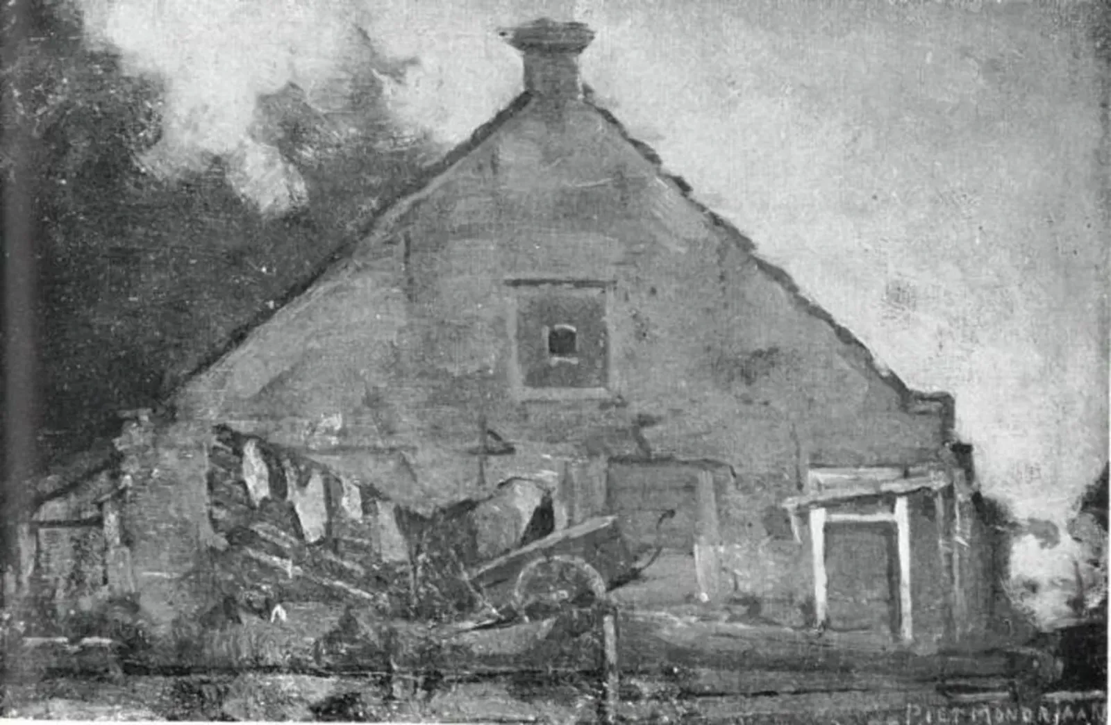 House on the Gein, 1741, reversed sketch, Piet Mondrian