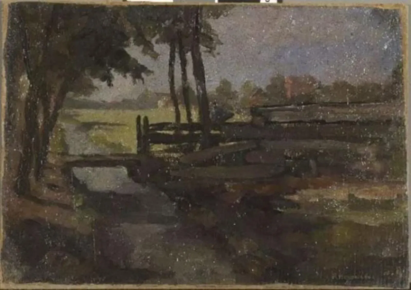 Irrigation ditch with bridge, sketch, Piet Mondrian