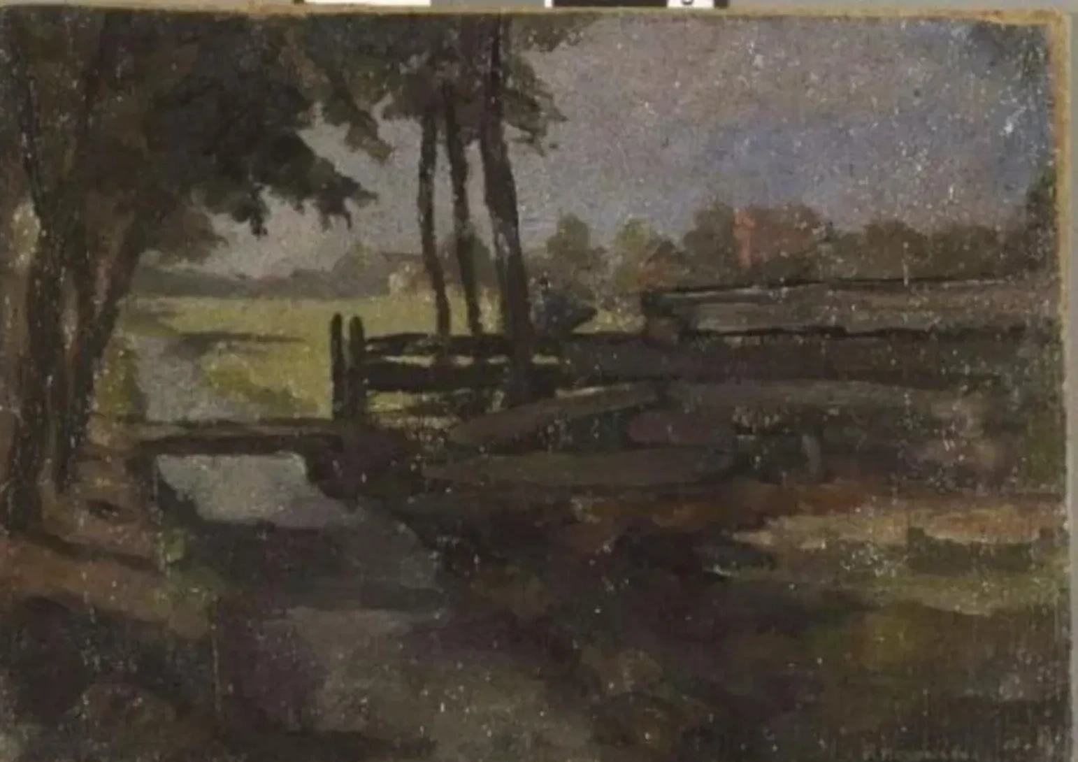 Irrigation ditch with bridge, sketch, Piet Mondrian