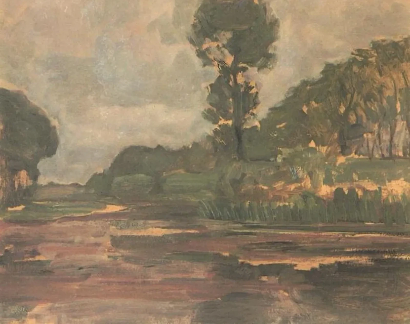 Isolated tree on the Gein with gray sky, Piet Mondrian