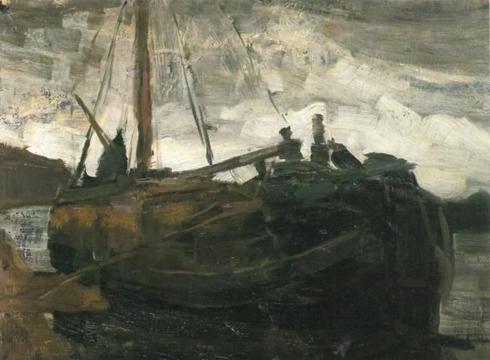 Moored tjalk, Piet Mondrian