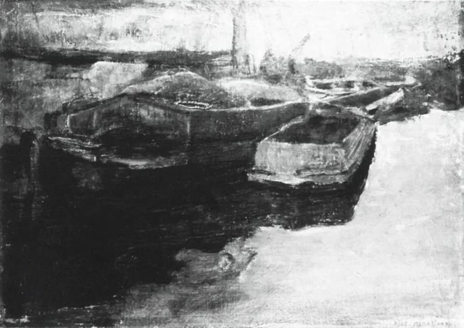 Moored tjalk and other barges, Piet Mondrian