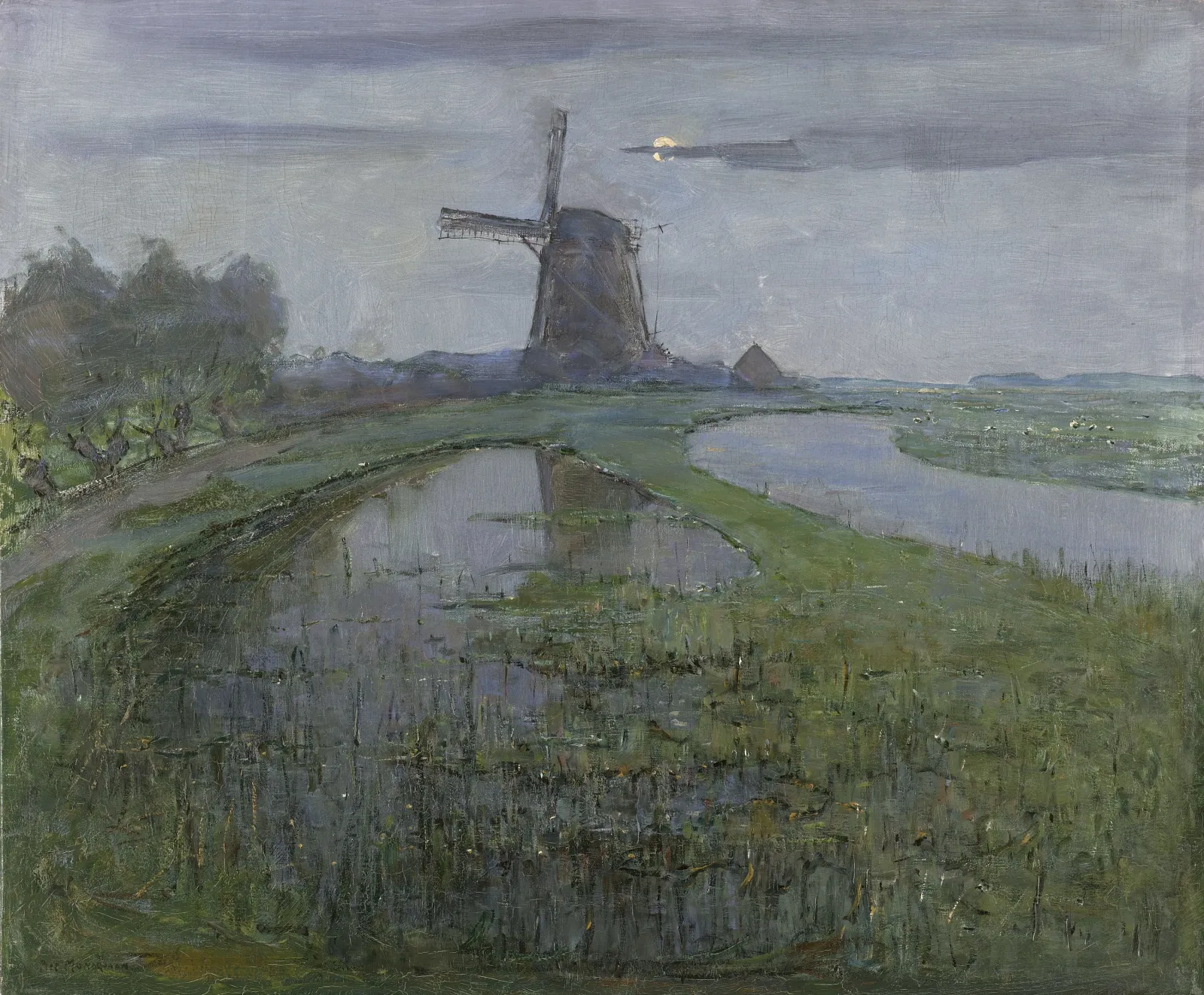 Oostzijdse Mill along the River Gein by Moonlight, Piet Mondrian