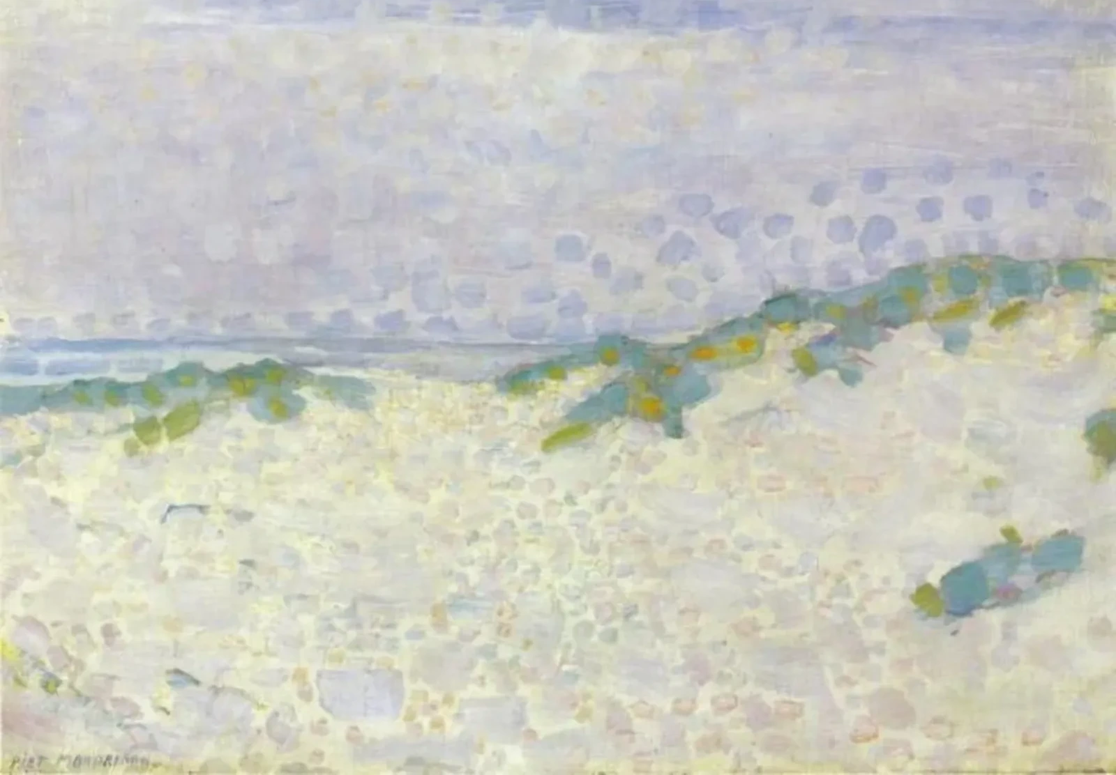 Pointillist study with dunes and sea, Piet Mondrian