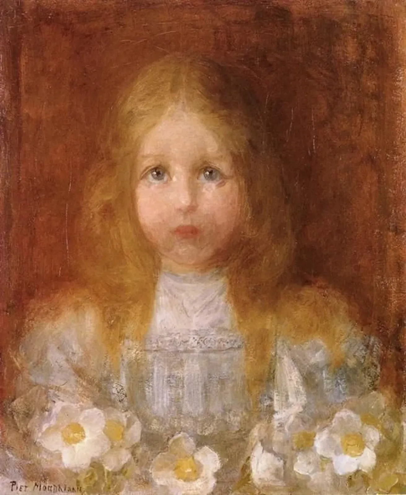 Portrait d'une fille aux fleurs, Piet Mondrian