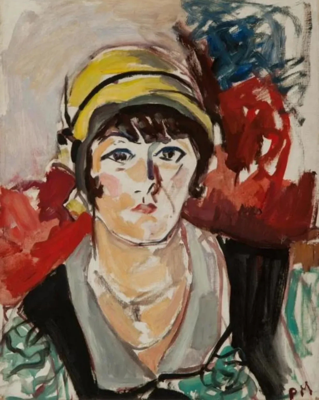 Portrait of a woman in a yellow hat, Piet Mondrian
