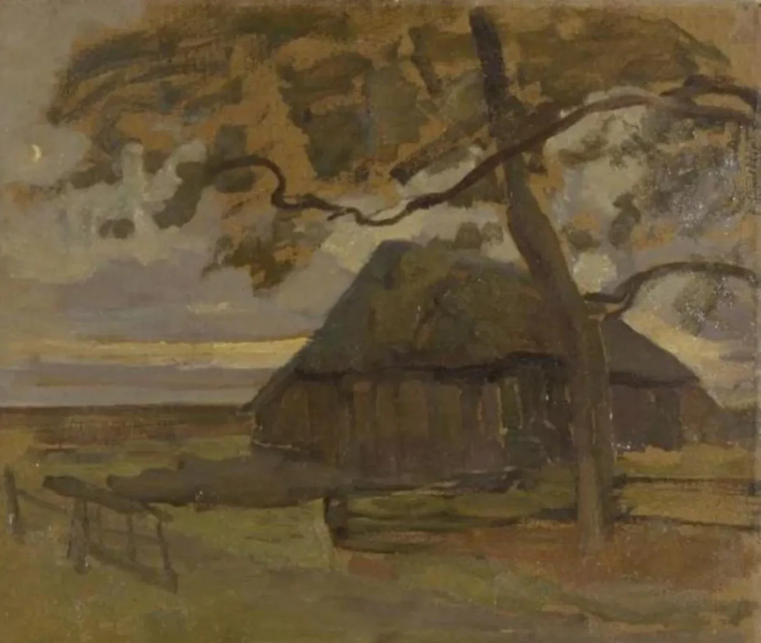 Sheepfold with tree at right, Piet Mondrian