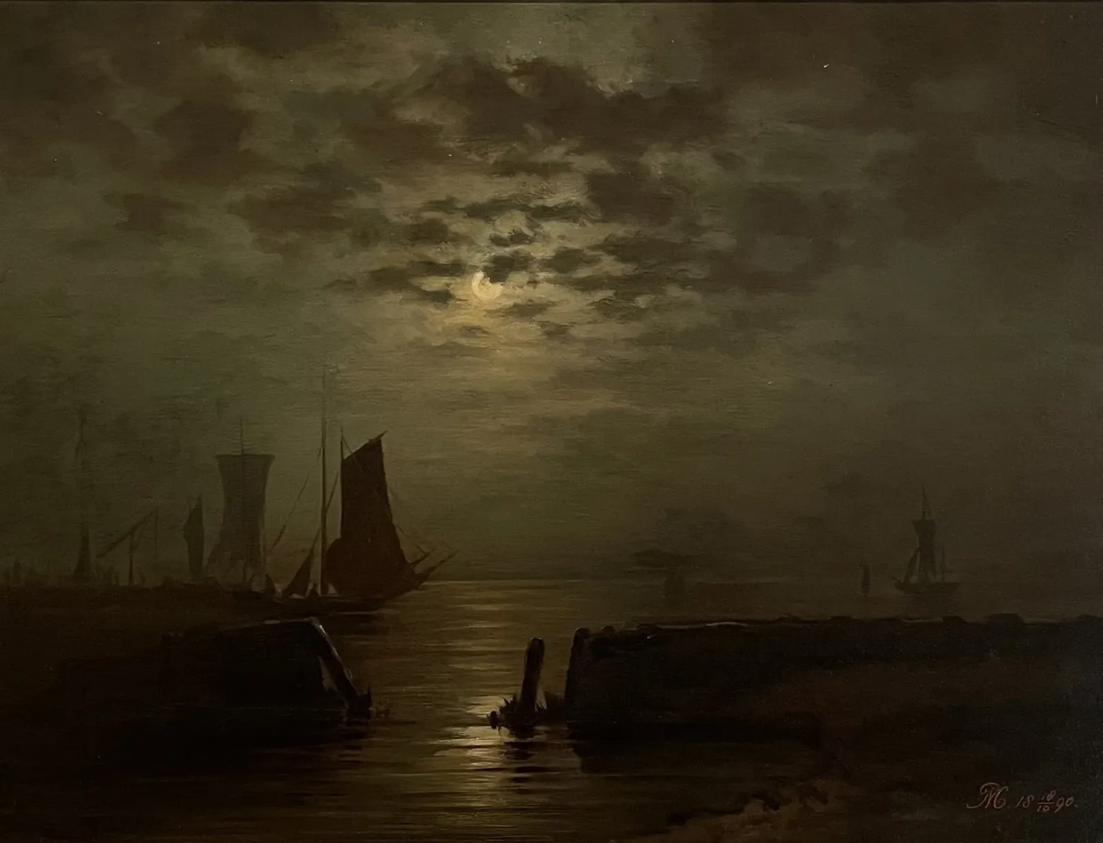 Ships in the moonlight, Piet Mondrian