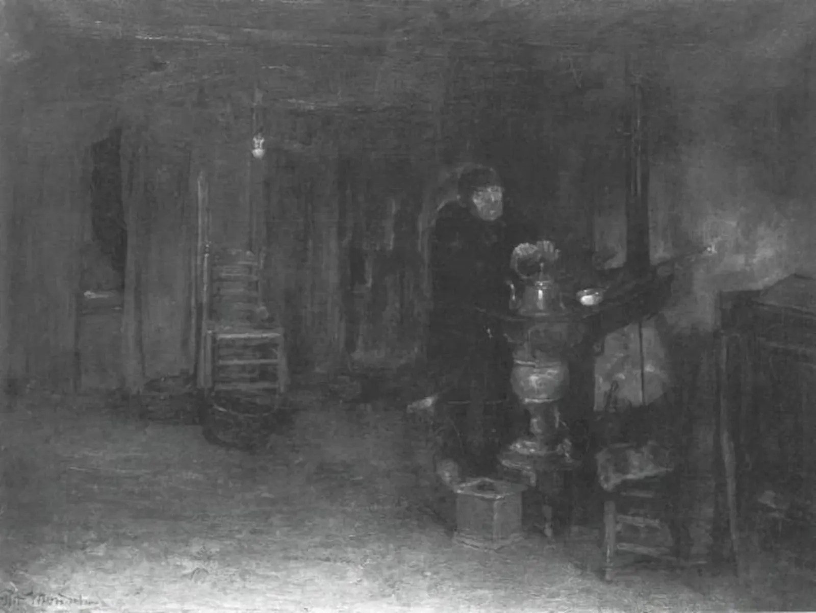 The home: Hannes van Nistelrode at his pot stove, Piet Mondrian