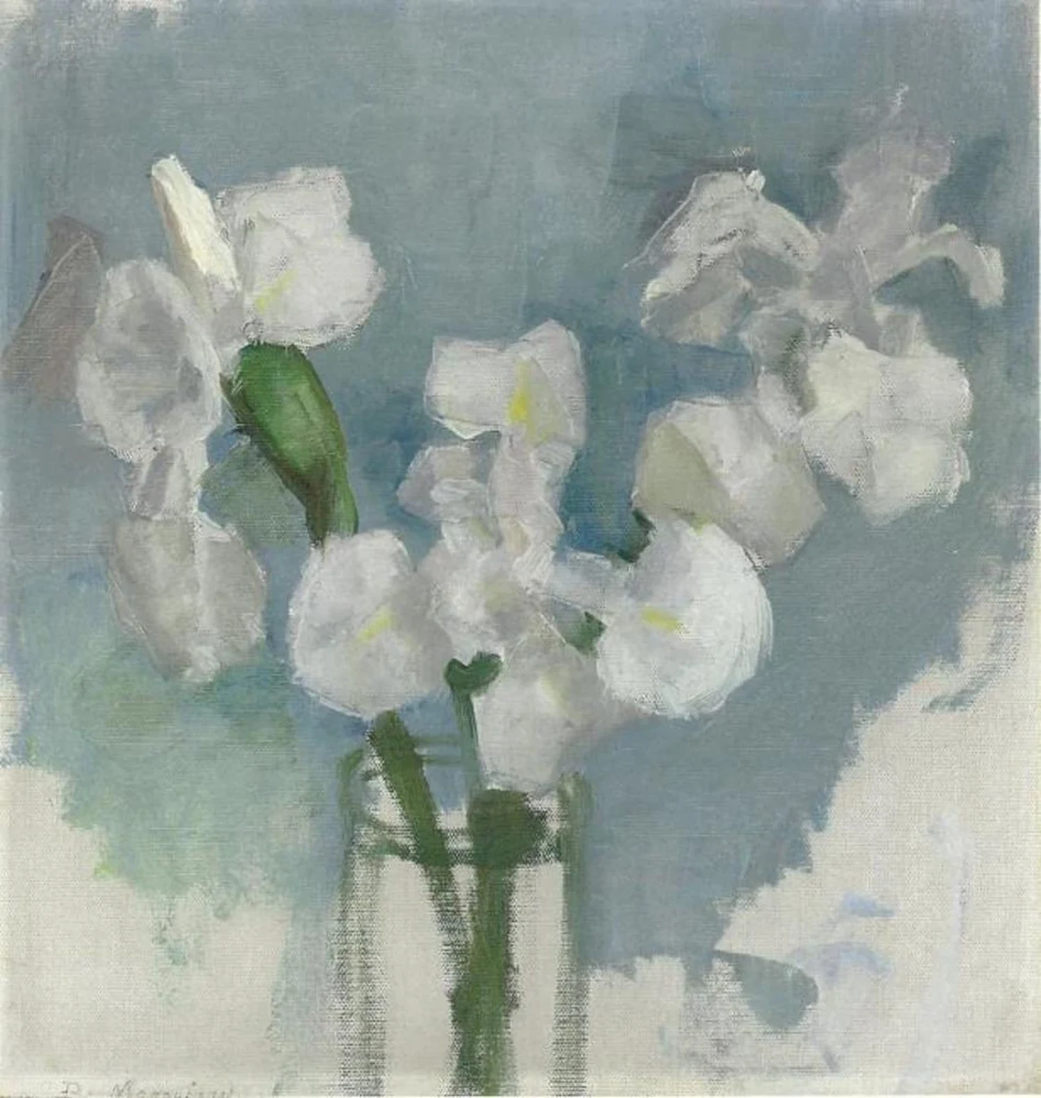 White irises against a light blue background I, Piet Mondrian