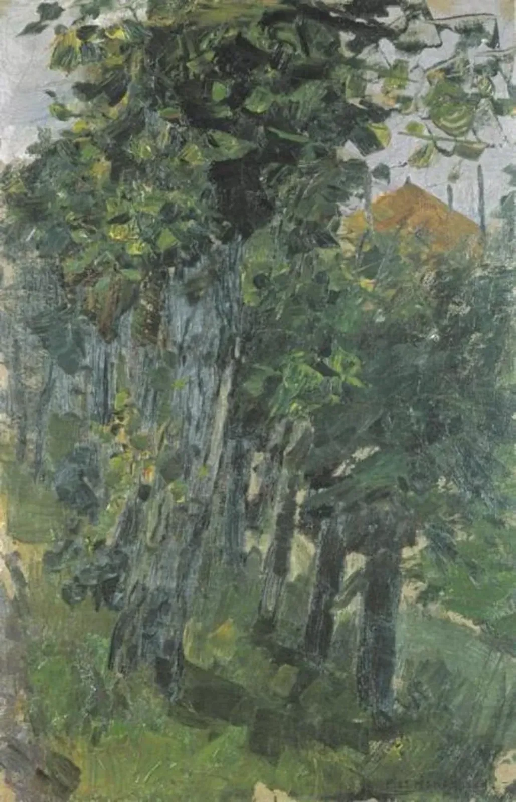 Willows bordering an irrigation ditch near a haystack, Piet Mondrian