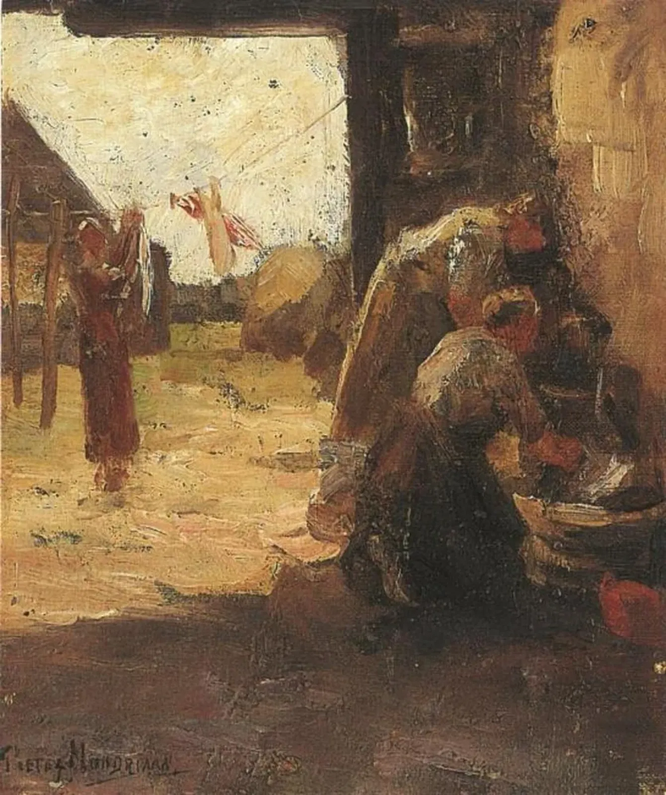 Women doing the wash, Piet Mondrian