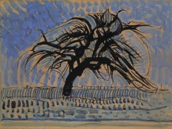 Apple tree in blue