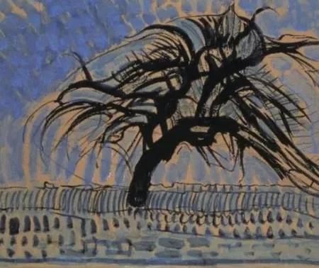 Apple tree in blue