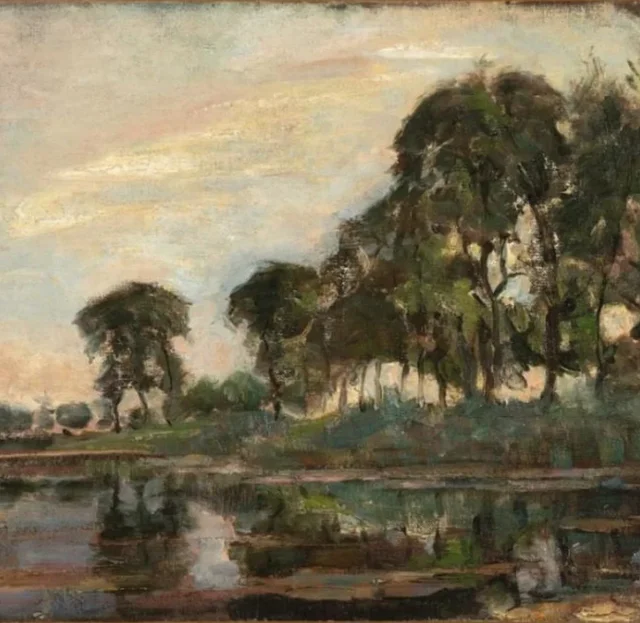 Meandro del Gein con álamos, tres aislados