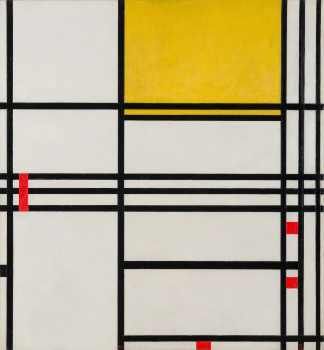 Composição 9 com preto, branco, amarelo e vermelho, Piet Mondrian