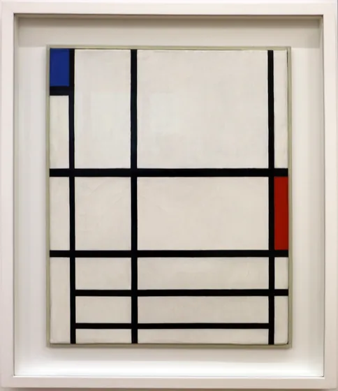 Composition en rouge, bleu et blanc II