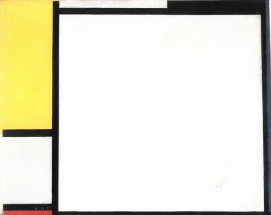 Composition en rouge, jaune et bleu