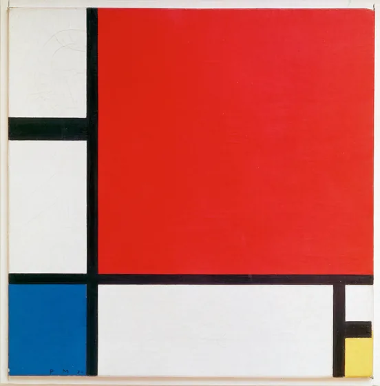 Composition II en rouge, bleu et jaune