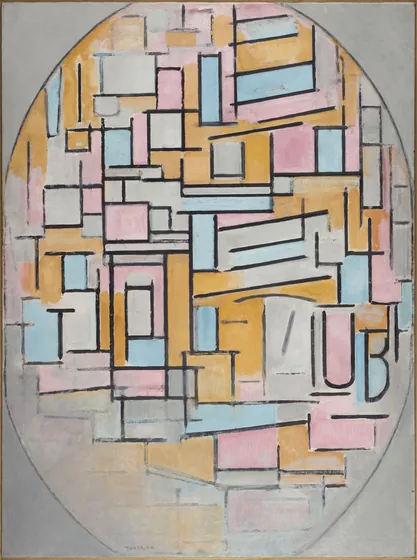 Composition in oval with color panes 2