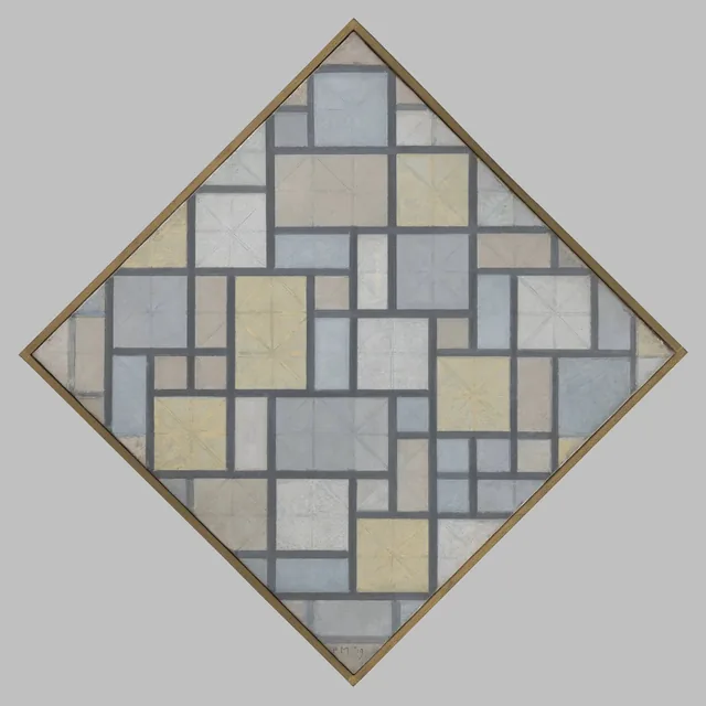 Composition : plans de couleurs claires avec lignes grises, Piet Mondrian