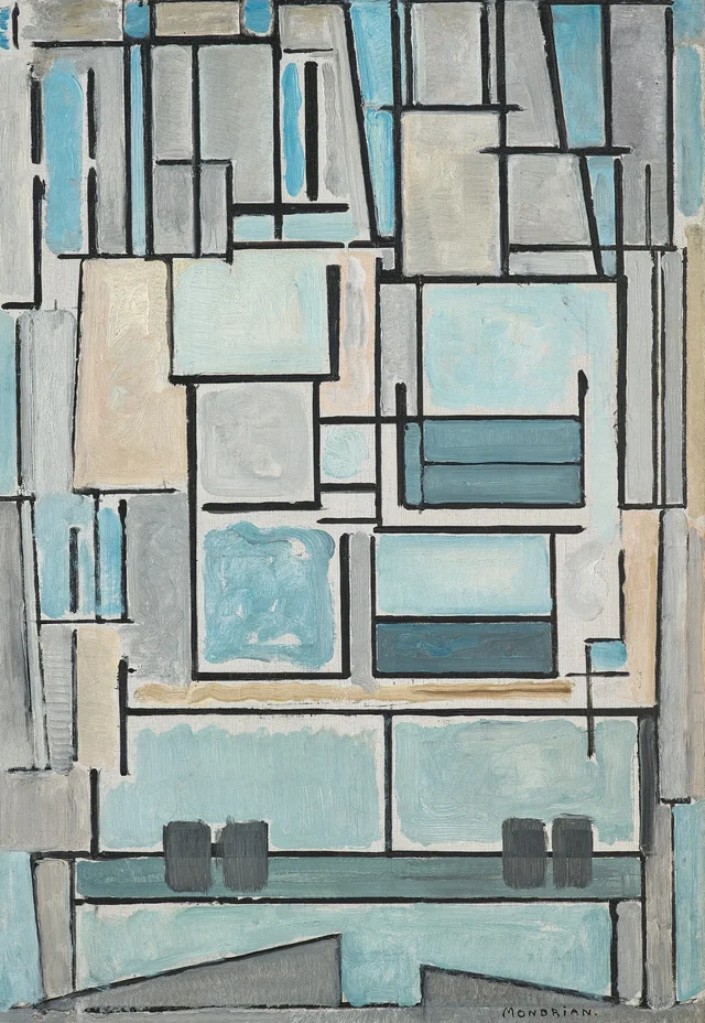 Composición n.º VI, Composición 9 (fachada azul), Piet Mondrian