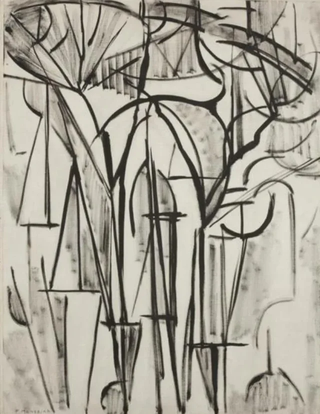 Composición árboles 1 (inacabado), Piet Mondrian