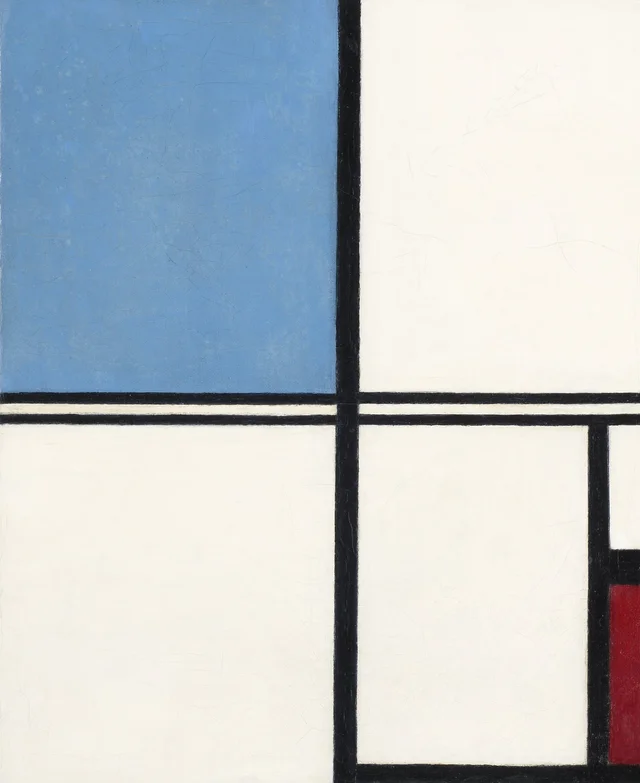 Composición con azul y rojo