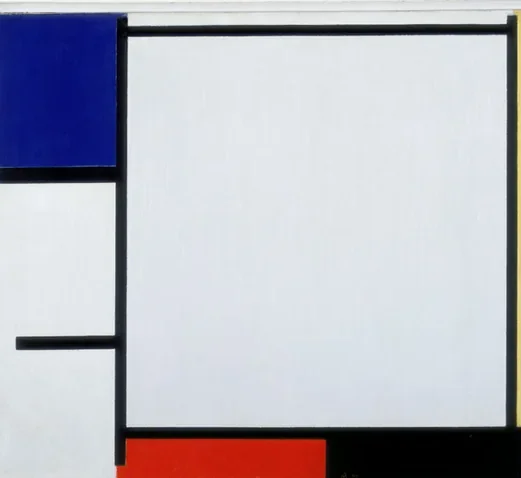 Composition with Blue, Yellow, Red, Black, and Gray
