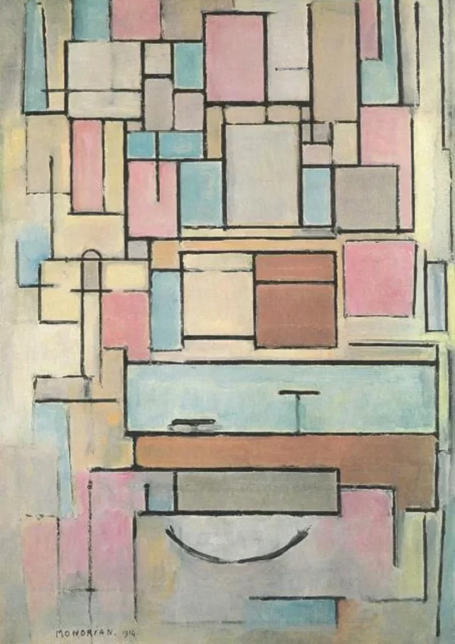 Composición con planos de color: fachada, Piet Mondrian