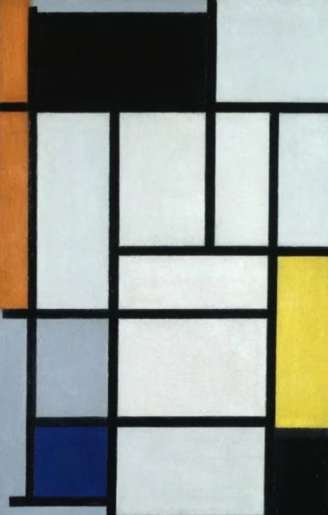 Composición con rojo, negro, amarillo, azul y gris, Piet Mondrian