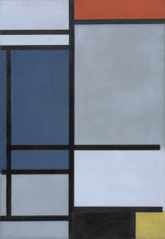 Composition avec rouge, bleu, noir, jaune et gris, Piet Mondrian