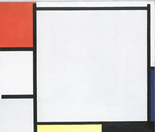Composition with Red, Blue, Yellow, Black, and Gray