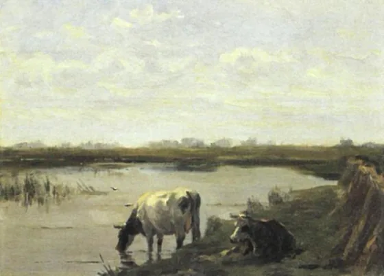 Cows beside the water (copy after Stortenbeker)