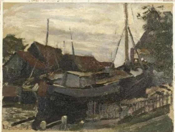 Drydock at Durgerdam, oil sketch