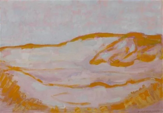 Dune sketch in orange, pink and blue