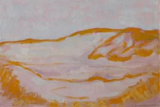 Dune sketch in orange, pink and blue