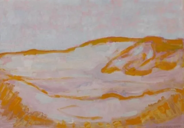 Boceto de duna en naranja, rosa y azul