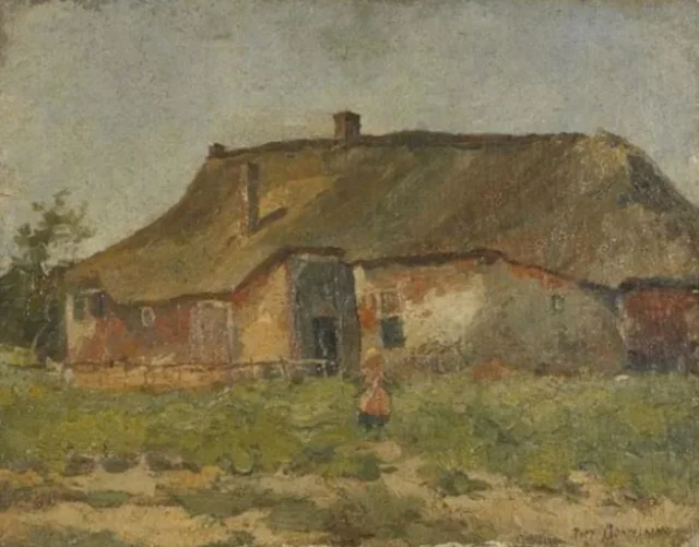 Edificio de granja en el Gooi con niño