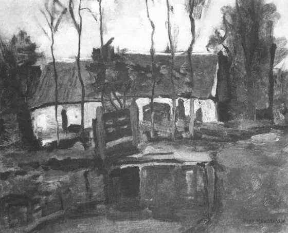 Farm building with white side façade