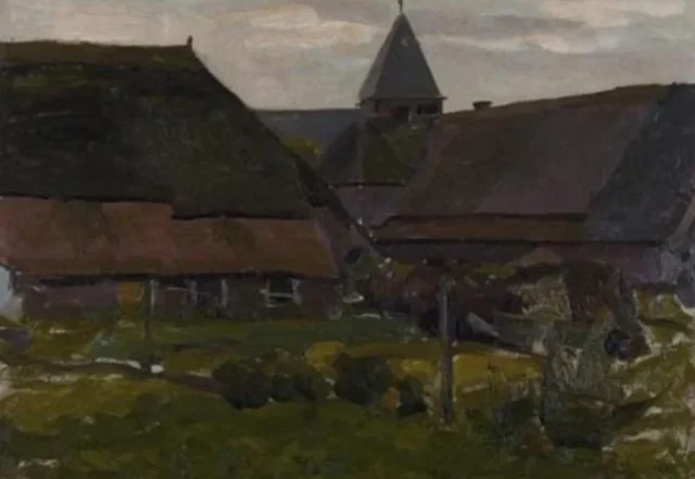 Edificios de granja en un pueblo del Achterhoek