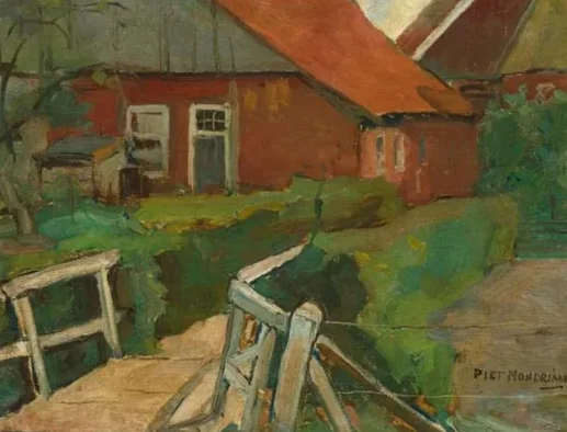 Farm buildings with bridge